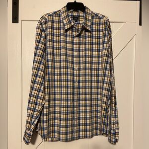 J. Crew Flex Washed Slim Fit Button Down. Yellow & Blue plaid. Like nee.  XXL